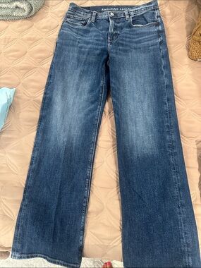 American Eagle Outfitters Wide Leg Jeans in Dark Blue Wash